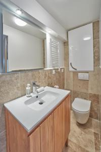 une salle de bains avec lavabo et toilettes dans l'établissement Studio LILAS avec terrasse au calme, à Montreuil