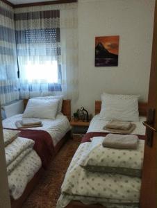 a bedroom with two twin beds and a window at Apartman Royal Vlašić in Vlasic