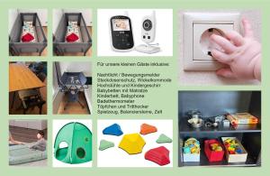 een collage van foto's van verschillende soorten speelgoed bij Bergtraum Schwimmbad, Sauna, Familienbett, Kinderbett, 2 Bäder in Bad Harzburg