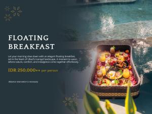 een flyer voor een festival met een bakje eten bij Anumana De Suite in Ubud +78 foto's