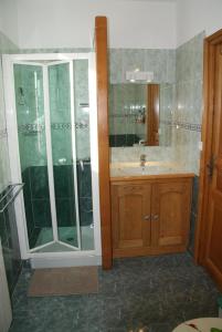 un bagno con doccia e lavandino di Bergerie de la bueges a Saint-André-de-Buèges Altre 11 foto