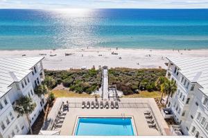 an aerial view of the beach from a hotel at The Magnolia by 30A Escapes in Rosemary Beach