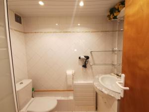 une petite salle de bain avec toilettes et lavabo dans l'établissement Les lauriers, à Sahorre