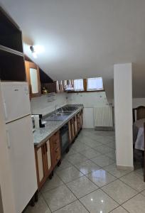a kitchen with a sink and a white refrigerator at Mely House centralissimo in Castel di Sangro