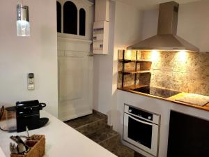 a kitchen with a stove and a counter top at La Friandise in Seppois-le-Bas