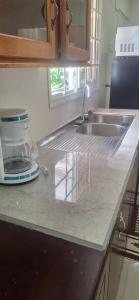 een aanrecht met een mengkraan en een spoelbak bij Windy Hill Suites in Bacolet