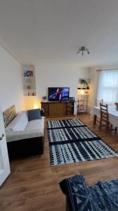 un soggiorno con letto e TV a schermo piatto di Sweet cozy room in Fulham a Londra