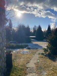 une rivière avec un sentier à côté d'une rivière dans l'établissement Chata na Polane, à Otilia