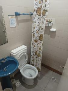 a bathroom with a toilet and a sink at Hostería Don Atilio in Posadas