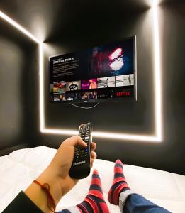 TV a/nebo společenská místnost v ubytování Hostel Joy Calle 85