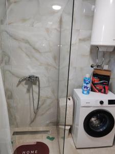 een douchecabine met een wasmachine in de badkamer bij Royal Queen in Vrnjačka Banja