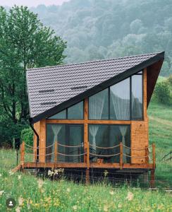 a small cabin in a field of grass at NorAtlas Heritage - Adults Only in Varlămul