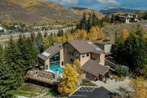 an aerial view of a house with a mountain at Marriott's StreamSide Evergreen at Vail in Vail