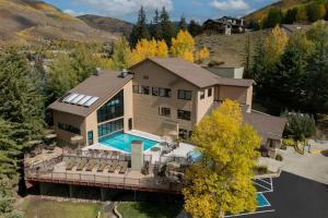 an aerial view of a house with a swimming pool at Marriott's StreamSide Evergreen at Vail in Vail