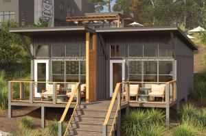 a house with a porch and a deck at Outbound Yosemite in Oakhurst
