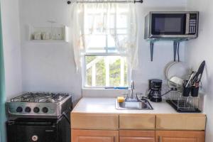 een keuken met een fornuis, een wastafel en een magnetron bij Modern Cozy Apartment in Buckleys