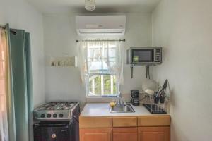 een kleine keuken met een fornuis en een magnetron bij Modern Cozy Apartment in Buckleys