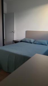 a bedroom with two beds with blue pillows at Céu da Mantiqueira - Staffy House Extrema in Extrema +35 photos