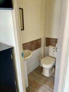 a bathroom with a toilet and a sink at Best View Aparta Hotel in Dosquebradas