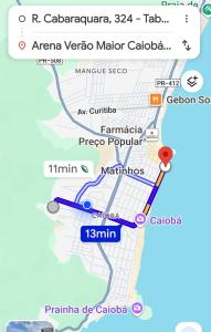 een kaart van Caïro met een kaart van de infectiestad Caïro bij Kitinete Quarto para casal in Matinhos