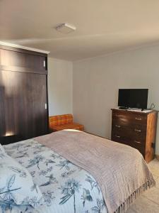 Postel nebo postele na pokoji v ubytování Lago Ranco, cabaña orilla de lago