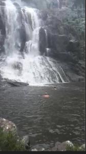 een waterval in het midden van een waterlichaam bij Lushaba's modern bliss in Paddock