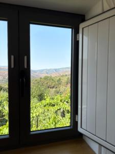 een kamer met een raam met uitzicht op de bergen bij Quinta do Passal in Parada de Ester