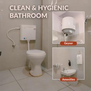 a bathroom with a toilet and a sink at Hotel Ansh Har Regency in Vidisha