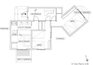 a drawing of a floor plan of a house at Shiki - Hakone- in Hakone