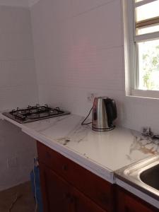 Il comprend une cuisine équipée d'une cuisinière et d'un évier. dans l'établissement Cassiane apartments, à Thibaud