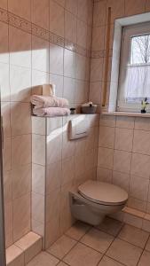 un bagno con wc e finestra di Haus am Heubach a Bad Staffelstein Altre 26 foto