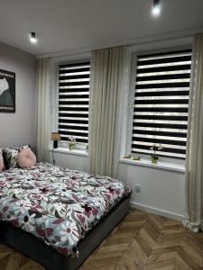 En eller flere senge i et værelse på Apartament typu Studio nad Jeziorem Drwęckim