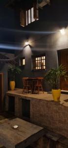 a room with a table and two potted plants at Hostel Barato Zona Sul in Porto Alegre +24 photos