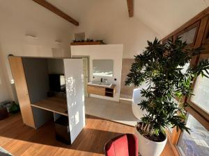 a room with a bathroom with a sink at EBURON estate Boutique B&B in Diets-Heur