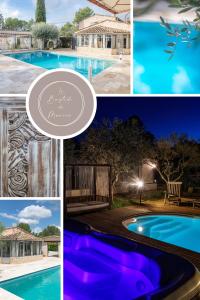 un collage di foto di una piscina di La Bastide du Mûrier a Cotignac