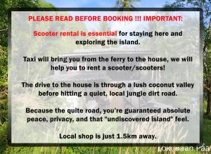 a sign in the middle of a park at LowKey Villa - Quiet Jungle Beach Escape in Ko Kood