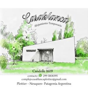 a drawing of a white building in a field at Complejo Casablanca Plottier in Plottier