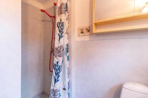 una tenda da doccia in un bagno con WC di KRO892-Hallaryd-Kalvshult-2532 a Kalvshult Altre 9 foto