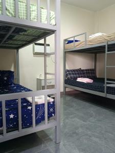 Zimmer mit 2 Etagenbetten in einem Zimmer in der Unterkunft Daisy Food House and Inn in Maria