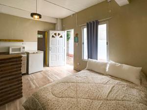 a bedroom with a large bed and a kitchen at Bavarian Suites in Colón +65 photos