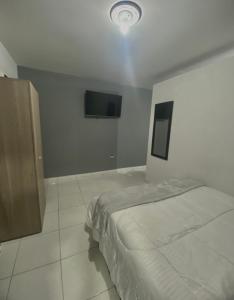 a bedroom with a bed and a tv on the wall at Apartamentos con aire acondicionado SAN LUIS in San Luis