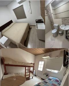 een slaapkamer met een stapelbed en een badkamer bij Las marias in Paso de los Libres +1 foto