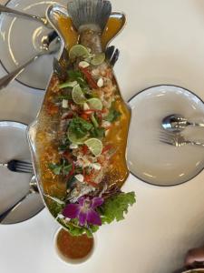 a dish of food in the shape of a bird at Tanya's Cafe & Resort in Ban Kasang