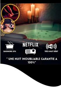 een foto van een badkamer met een badkuip en een foto van een persoon erin bij Suite craz'in Love Room, jacuzzi, cinéma, Camargue in Beaucaire