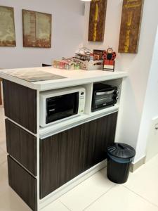 un forno a microonde su un bancone in cucina di Buenos Aires 605 a Osório