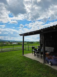 a pavilion with chairs and a table in a field at D&D Apartment in Koceljevo
