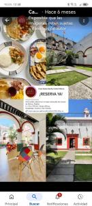 un collage di immagini di cibo e un sito web di Hotel santo benito ad Atlixco