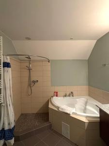 Et badeværelse på American Style Vacation Home