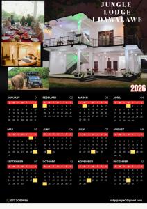 a calendar for a house with a picture of a house at Jungle Lodge in Udawalawe