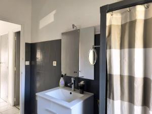 a bathroom with a white sink and a shower at La 1848 Narbonnaise in Narbonne
